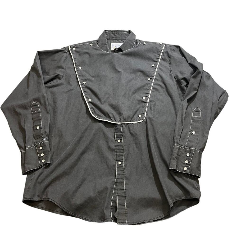 Vintage Rockmount Ranch Wear True West Snap‎ Black Western Shirt Size Medium